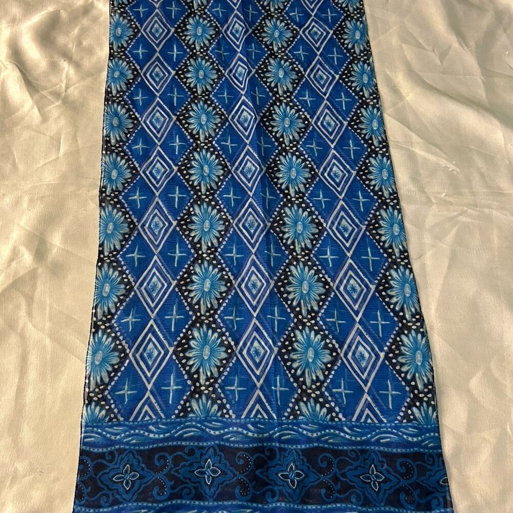 Blue diamond silk scarf